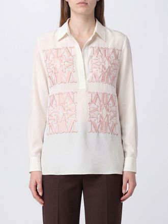 Max Mara Monogram Print Silk Shirt with Classic Collar