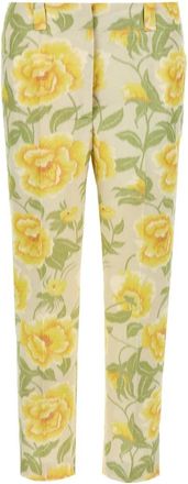 Kenzo Peonies Cropped Pants - Dames - Slim Fit Broeken - Veelkleurig - M - Katoen - Broeken