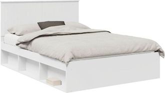 vidaXL Bed Frame with Headboard White 140 x 200 cm Solid Pine Wood vidaXL