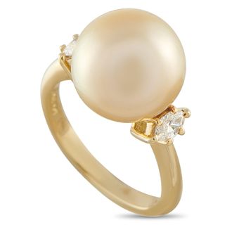 Luxury Bazaar 18K Yellow Gold 0.30 ct Diamond and Pearl Ring MF36-052126