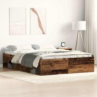 Berkfield Home Bed Frame without Mattress Old Wood 135x190 cm Engineered Wood in Brown