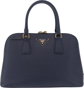 Prada Promenade Saffiano Leather Navy Leather Handbag (Pre-Owned)