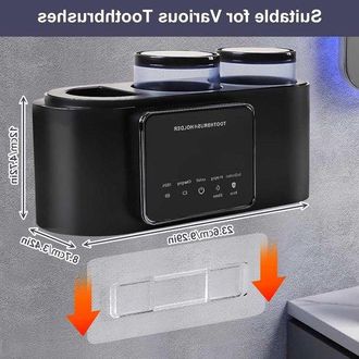 OEM Soporte Para Cepillos De Dientes - Esterilizador Uv - Higiene Del Ba&ntilde;o - Limpieza Autom&aacute;tica - 4 Cepillos - Negro