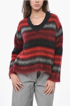 Dior Unbalanced Striped Mohair-Blend Sweater size 40