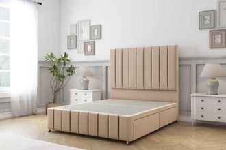 Sloomy California Plush Divan Base 2 Drawers -54 Headboard-12 Footboard in Stone | Size: Single