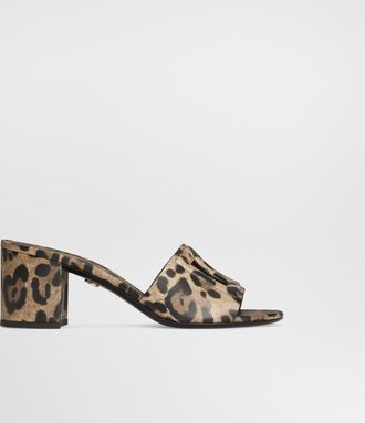 Dolce & Gabbana Leo-print Calfskin Mules - Woman Slides And Mules Animal Print 36.5