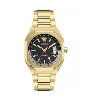Versace Accessoires, Heren, Geel, ONE Size, Tweed, V-Contempo GMT Horloge