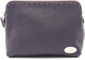 Fendi Purple Leather Pouch (Pre-Owned)