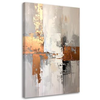 Feeby Cuadro En Lienzo, Abstracci&oacute;n En Beige Y Dorado, 80x120
