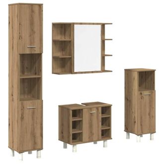 Berkfield Home 4 Piece Bathroom Furniture Set Artisan Oak Engineered Wood in Brown