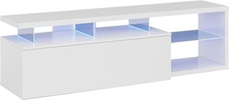 HOGAR 24 Hogar24 - Mesa Para Tv Con Led Incli&iacute;do Blanco Brillo 150x43x41 Cm