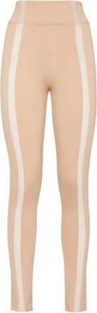 Philipp Plein Punto-di-Roma Stretch Jersey Leggings met Hoge Taille - Dames - Leggings - Beige - XL - Tule - Broeken