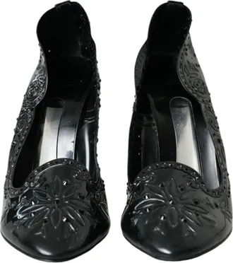 Dolce & Gabbana Black Crystal CINDERELLA Heels Pumps Womens Shoes