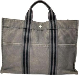 Herm&egrave;s Pre-owned Tote Bags, female, Gray, Size: ONE SIZE Pre-owned Vintage Fabric Tote Bag