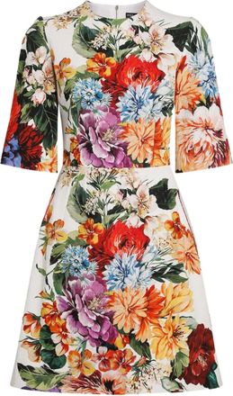Dolce & Gabbana Abito corto con stampa a fiori - Bianco