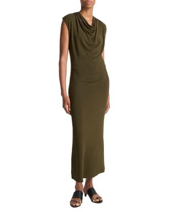 Vince Cap Sleeve Draped Cowl Neck Dress