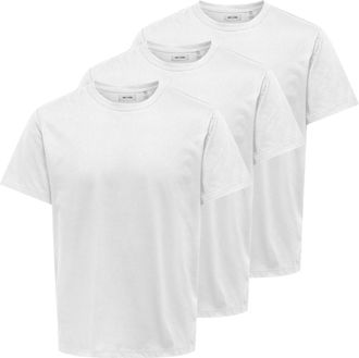 Only & Sons Rundhalsshirt ONLY & SONS ONSJEFF REG SS TEE 3-PACK OTL, Herren, Gr. XXL, hellwei&szlig; pack:3 x hellwei&szlig;, Jersey, Obermaterial: 60% Baumwolle, 40% Polyest
