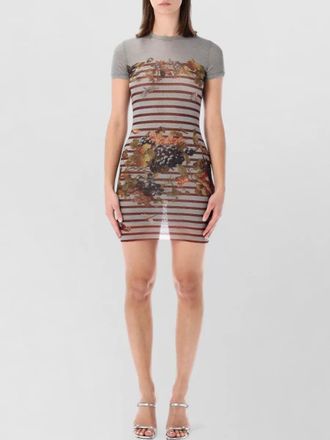 Jean Paul Gaultier mesh mini dress mariniere floral stripes