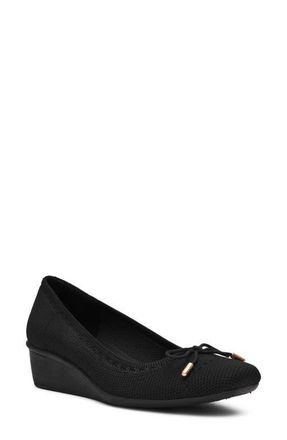 Anne Klein Wesson Wedge Pump in Black/Black at Nordstrom, Size 8.5