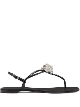 Giuseppe Zanotti crystal-embellished sandals - women - Leather/Leather/Leather - 39 - Black