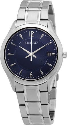 Seiko Essentials Quartz Blue Dial Stainless Steel Mens Watch SUR419