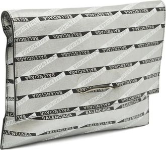 Balenciaga Gelamineerde leren tas logoprint - Zilver
