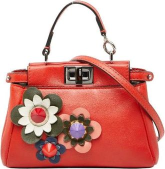 Fendi Pre-owned Handbags, female, Red, Size: ONE SIZE Pre-owned Leather Handbag