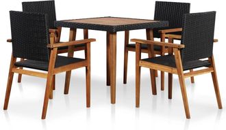 vidaXL Vidaxl - Set De Comedor De Jard&iacute;n 5 Pzas Rat&aacute;n Sint&eacute;tico Negro Y Marr&oacute;n