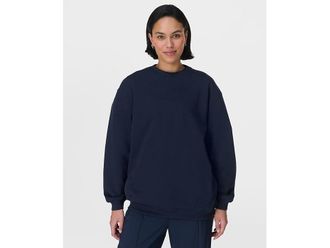 Sweaty Betty Explore More Longline Sweatshirt Womens Sweatshirt Navy Blue : SM-MD, Cotton/Polyester