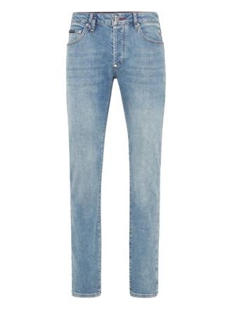 Philipp Plein logo-patch jeans - Blue