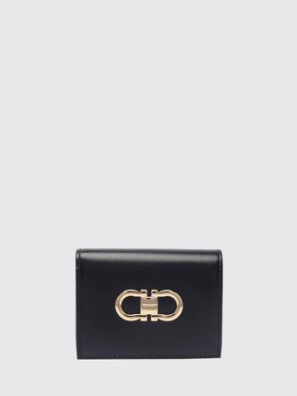 Ferragamo Portafoglio bifold Gancini in pelle palmellata con logo metallico