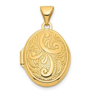 Diamond2Deal 14k Yellow Gold Swirl Design 17mm Oval Locket