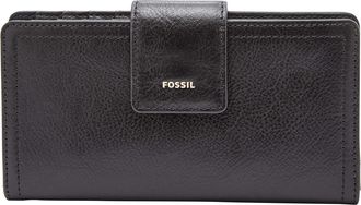 Fossil Wallet for Women Logan, Leather/Polyurethane Trim Tab Clutch black 17.1 cm L x 1.9 cm W x 8.9 cm H SL7830001