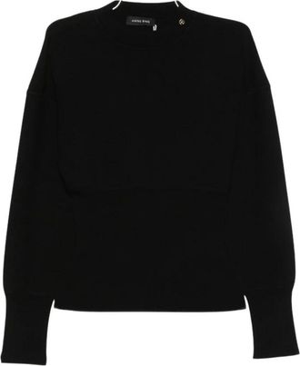 Anine Bing Ribbed Mock Neck Sweater - Dames - Coltruien - Zwart - S - Truien & Vesten