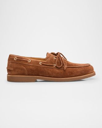 Brunello Cucinelli Men & apos;s Suede Boat Shoes
