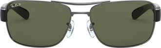 Ray-Ban 64mm Polarized Oversize Square Sunglasses in Gunmetal/Green at Nordstrom