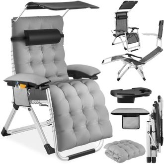 TecTake Lettino Prendisole Cloud ii con Tettuccio Parasole, pieghevole - Lettino Prendisole, sedia a sdraio, sedia pieghevole - per pezzo