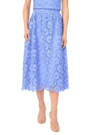 CeCe by Cynthia Steffe Floral Lace A-line Midi Skirt in Bellflower Blue at Nordstrom, Size Xx-Small
