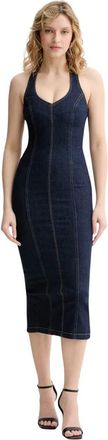 Liu Jo Denim Corset Midi Jurk - Dames - Casual kleedjes - Blauw - XS - Denim - Kleedjes