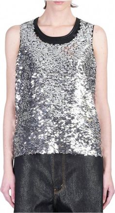 Junya Watanabe Sequin-Embellished Sleeveless Top In Silver