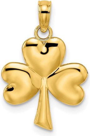 Diamond2Deal 14k Yellow Gold 3-Leaf Clover Charm Pendant