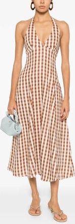 Faithfull The Brand Marais Midi Dress In Gingham Cedar