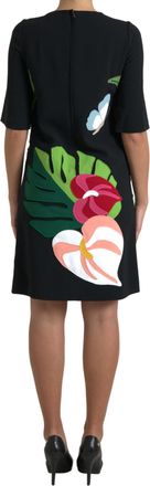 Dolce & Gabbana Black Tiger Jungle Print Sheath Stretch Womens Dress (Pre-Owned)