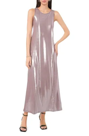 Vince Camuto Metallic Maxi Dress in Mocha at Nordstrom, Size X-Large