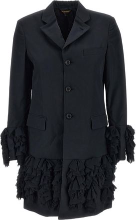 Comme Des Gar&ccedil;ons Black Single-Breasted Pleated Ruffled Coat