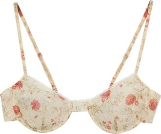 Prada BH mit Blumendruck und Spitzenbesatz