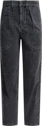 Isabel Marant Zwarte Corduroy Broek Wijde Snit - Dames - Straight fit broeken - Zwart - XS - Katoen - Broeken
