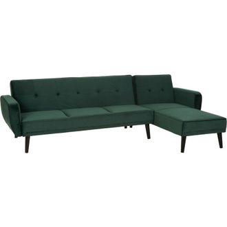 Premier Housewares Corner Sofas For Living Room 3 Seater Sofa Modern Design Velvet Fabric Rubberwood Legs Green Corner Sofa / 3 Seater Sofas 269 x