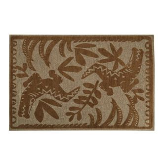 Maisons du monde Alfombra tejida en jacquard ocre y blanco con estampado en relieve 155 x 230