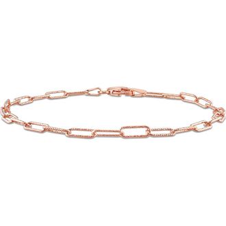 Delmar 18K Rose Gold Plated Sterling Silver Textured Paperclip Chain Bracelet at Nordstrom Rack